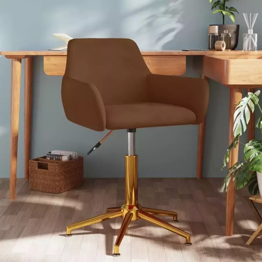 VidaLife Kantoorstoel draaibaar fluweel bruin