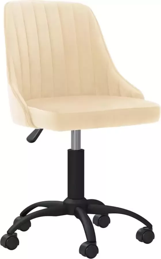 VidaLife Kantoorstoel draaibaar fluweel crèmekleurig