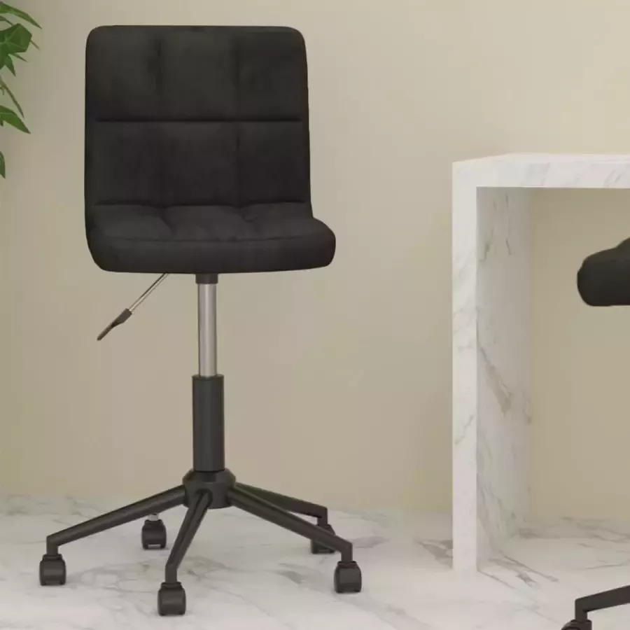 VidaLife Kantoorstoel draaibaar fluweel zwart