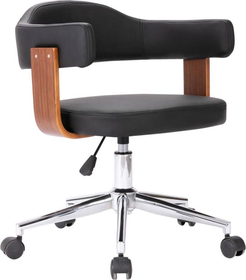 VidaLife Kantoorstoel draaibaar gebogen hout en kunstleer zwart - Foto 1