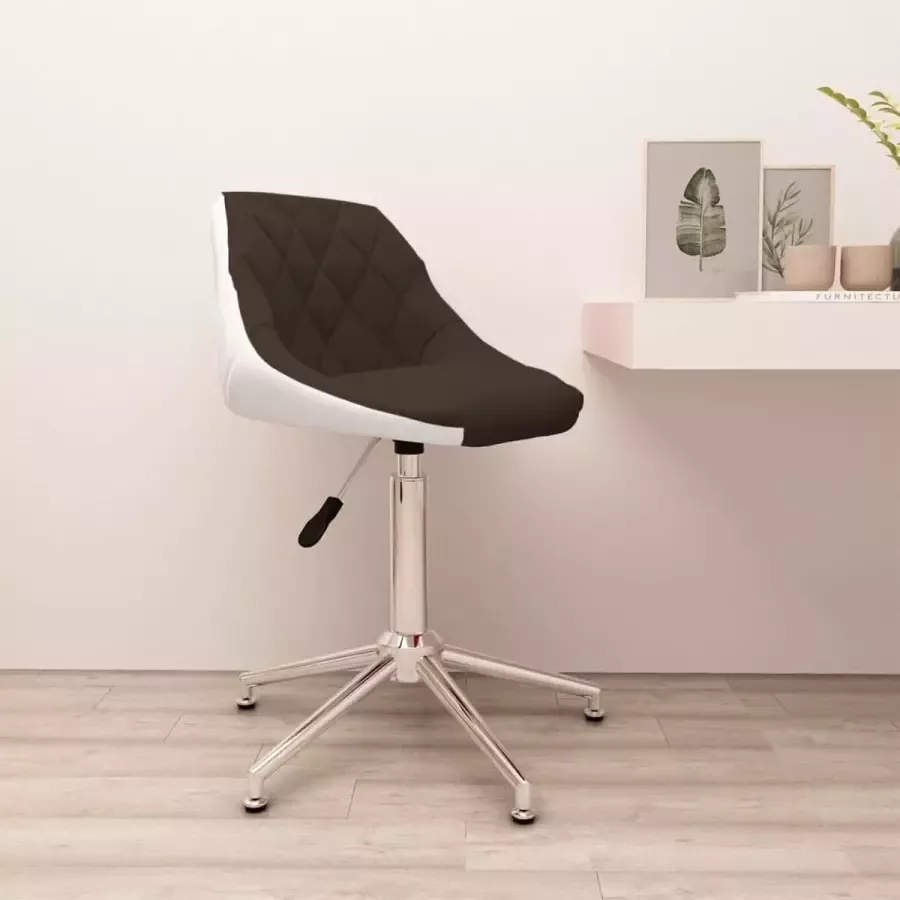 VidaLife Kantoorstoel draaibaar kunstleer bruin en wit