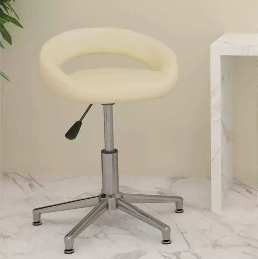 VidaLife Kantoorstoel draaibaar kunstleer crèmekleurig