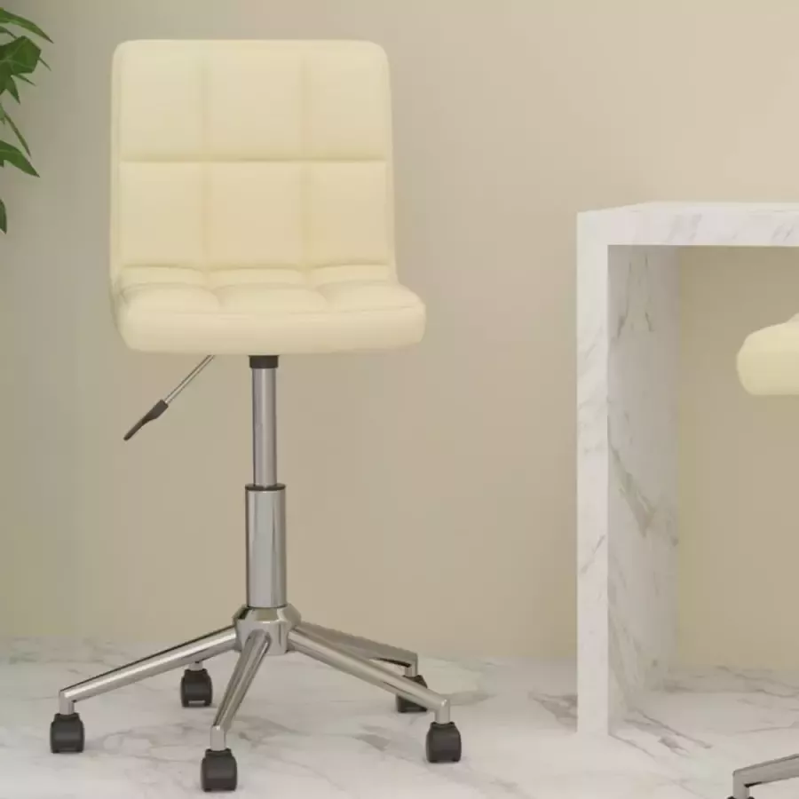 VidaLife Kantoorstoel draaibaar kunstleer crèmekleurig
