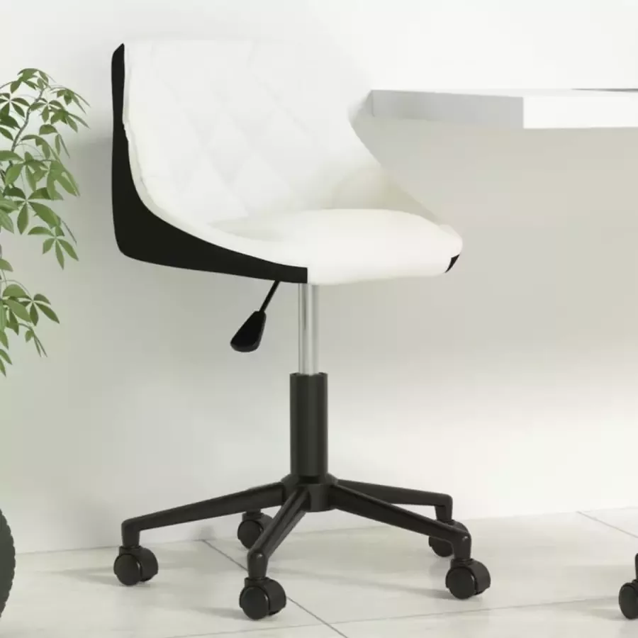 VidaLife Kantoorstoel draaibaar kunstleer wit en zwart