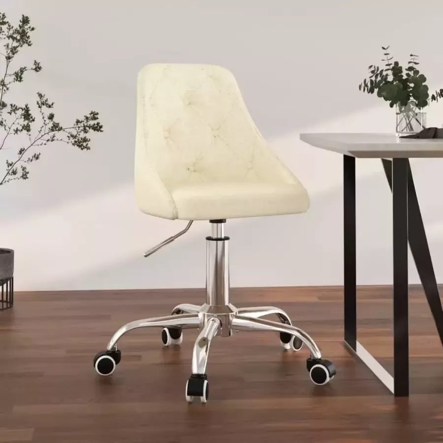 VidaLife Kantoorstoel draaibaar stof crèmekleurig