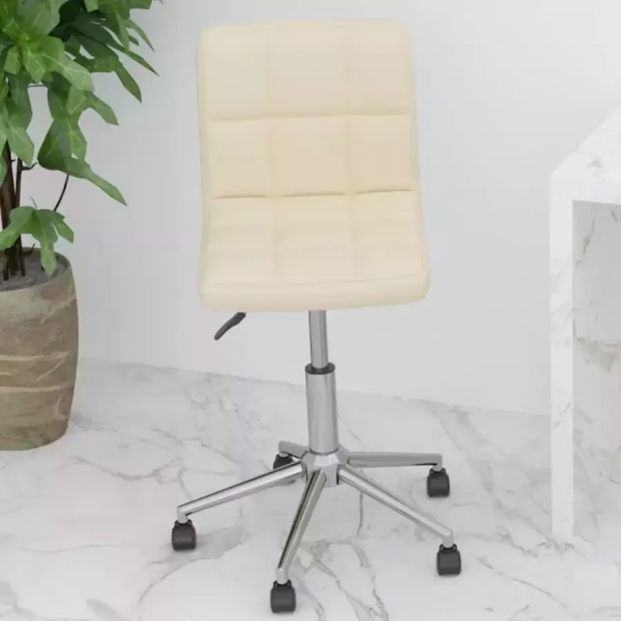VidaLife Kantoorstoel draaibaar stof crèmekleurig