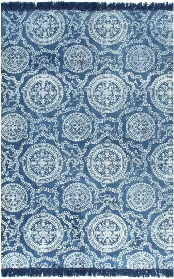 VidaLife Kelim vloerkleed met patroon 120x180 cm katoen blauw