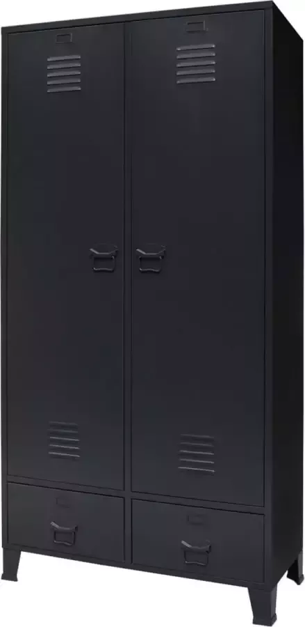 VidaLife Kledingkast industriële stijl 90x40x180 cm metaal zwart