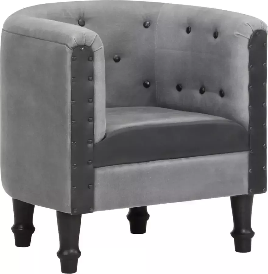 VidaLife Kuipstoel echt leer en massief mangohout zwart