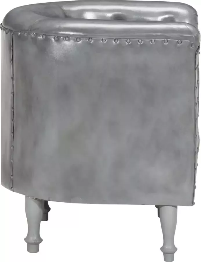 VidaLife Kuipstoel echt leer grijs - Foto 2