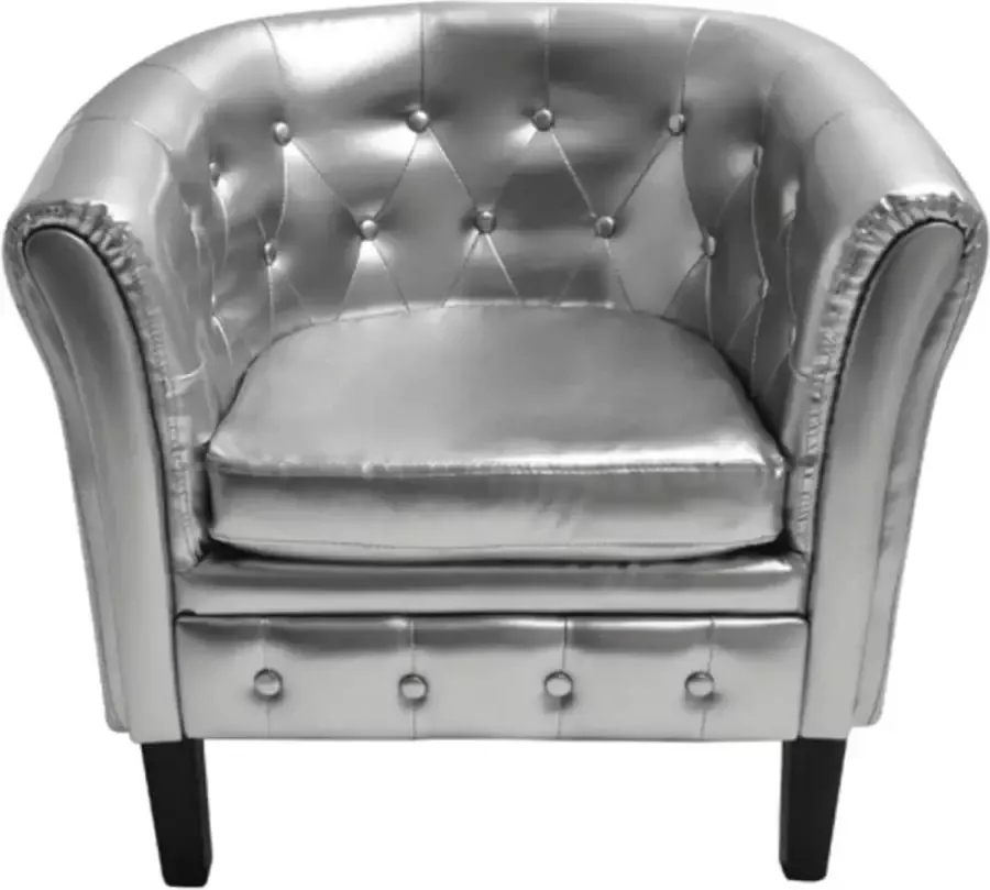 VidaLife Kuipstoel kunstleer zilverkleurig