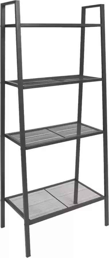 VidaLife Ladder boekenkast 4 schappen metaal antracietkleurig