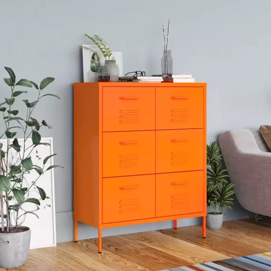 VidaLife Ladekast 80x35x101 5 cm staal oranje
