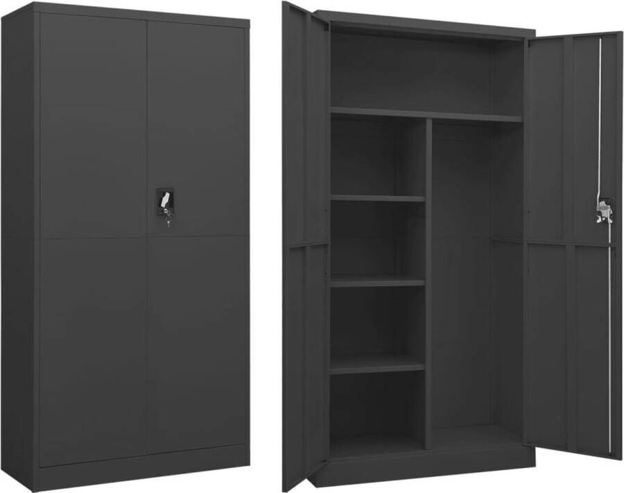 VidaLife Lockerkast 90x40x180 cm staal antracietkleurig