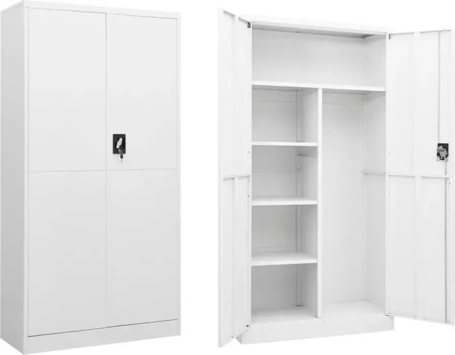 VidaLife Lockerkast 90x40x180 cm staal wit