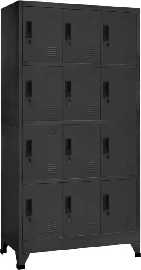 VidaLife Lockerkast 90x45x180 cm staal antracietkleurig