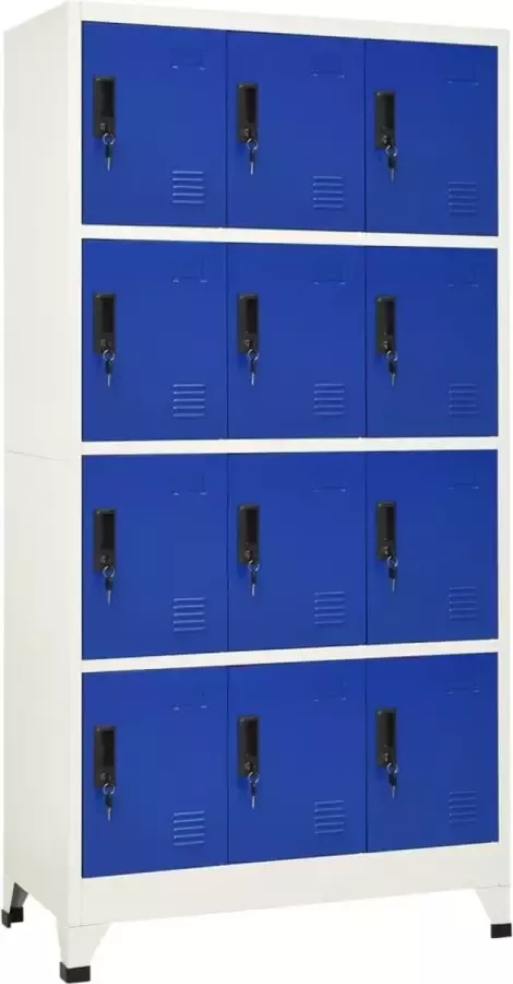 VidaLife Lockerkast 90x45x180 cm staal grijs en blauw
