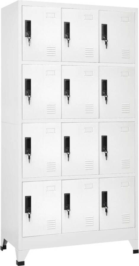 VidaLife Lockerkast 90x45x180 cm staal wit