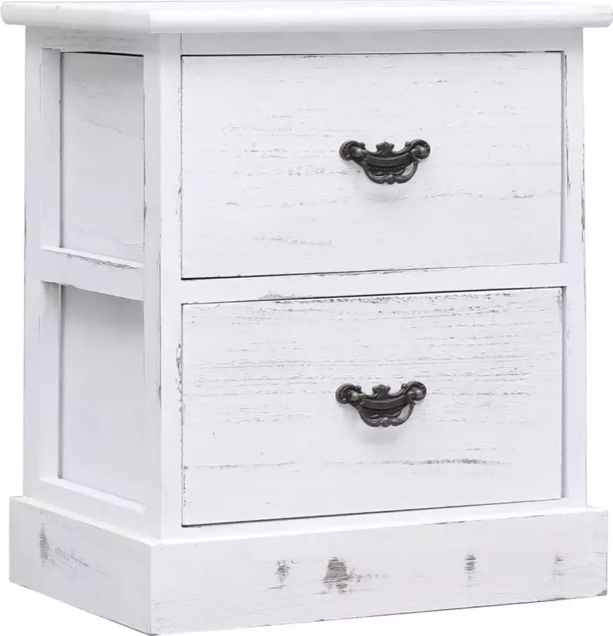 VidaLife Nachtkastje 38x28x45 cm paulowniahout wit