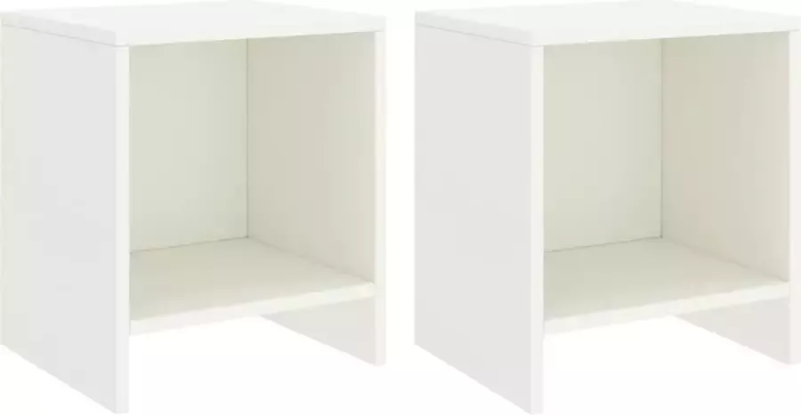 VidaLife Nachtkastjes 2 st 35x30x40 cm massief grenenhout wit