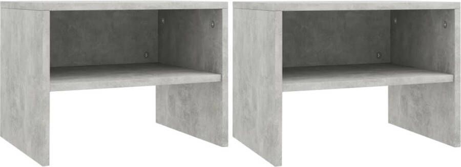 VidaLife Nachtkastjes 2 st 40x30x30 cm spaanplaat betongrijs