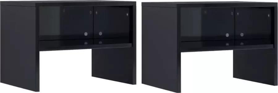 VidaLife Nachtkastjes 2 st 40x30x30 cm spaanplaat hoogglans zwart