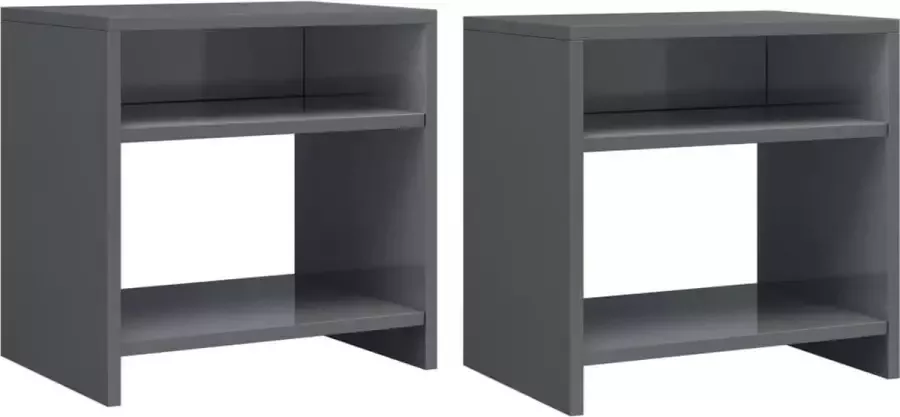 VidaLife Nachtkastjes 2 st 40x30x40 cm spaanplaat hoogglans grijs - Foto 2