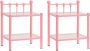 VidaLife Nachtkastjes 2 st metaal en glas roze en transparant - Thumbnail 1