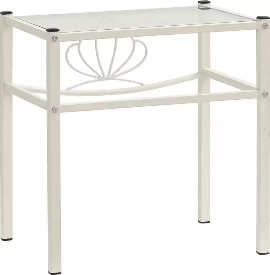 VidaLife Nachtkastjes 2 st metaal en glas wit en transparant