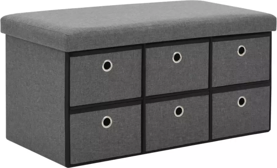 VidaLife Opbergbank inklapbaar 76x38x38 cm kunstlinnen donkergrijs