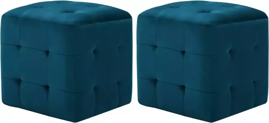 VidaLife Poef 2 st 30x30x30 cm fluweel blauw