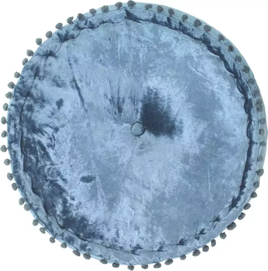 VidaLife Poef rond 40x20 cm fluweel blauw