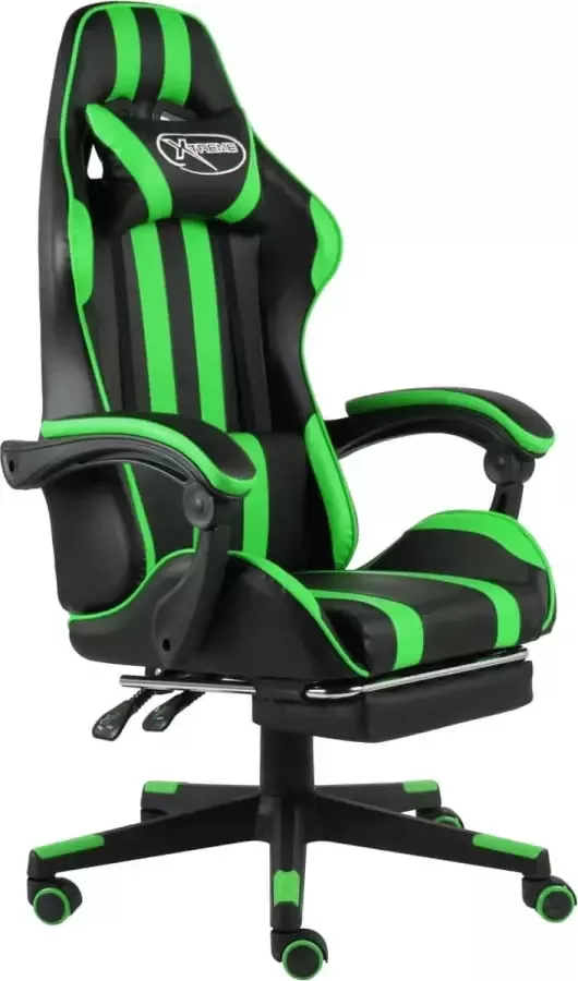 VidaLife Racestoel met voetensteun kunstleer zwart en groen