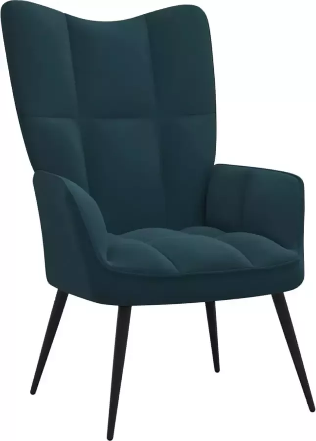 VidaLife Relaxstoel fluweel blauw
