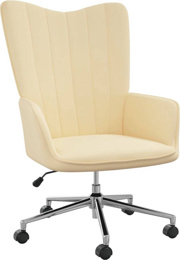 VidaLife Relaxstoel fluweel crèmewit - Foto 4