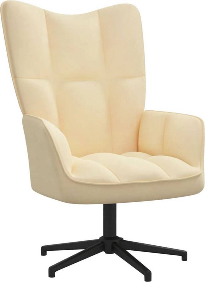 VidaLife Relaxstoel fluweel crèmewit