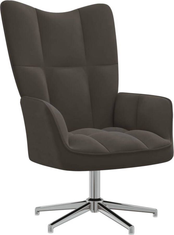 VidaLife Relaxstoel fluweel donkergrijs