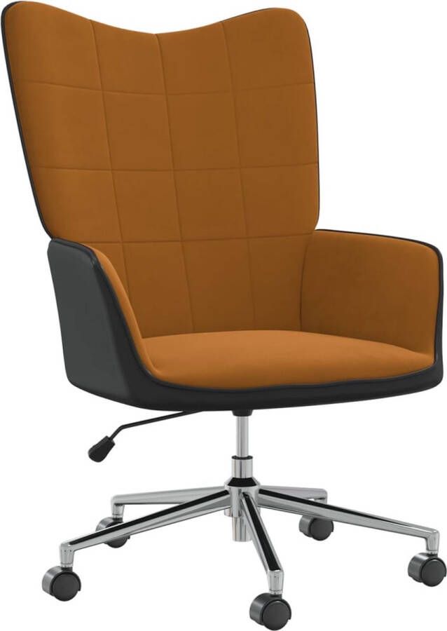 VidaLife Relaxstoel fluweel en PVC bruin
