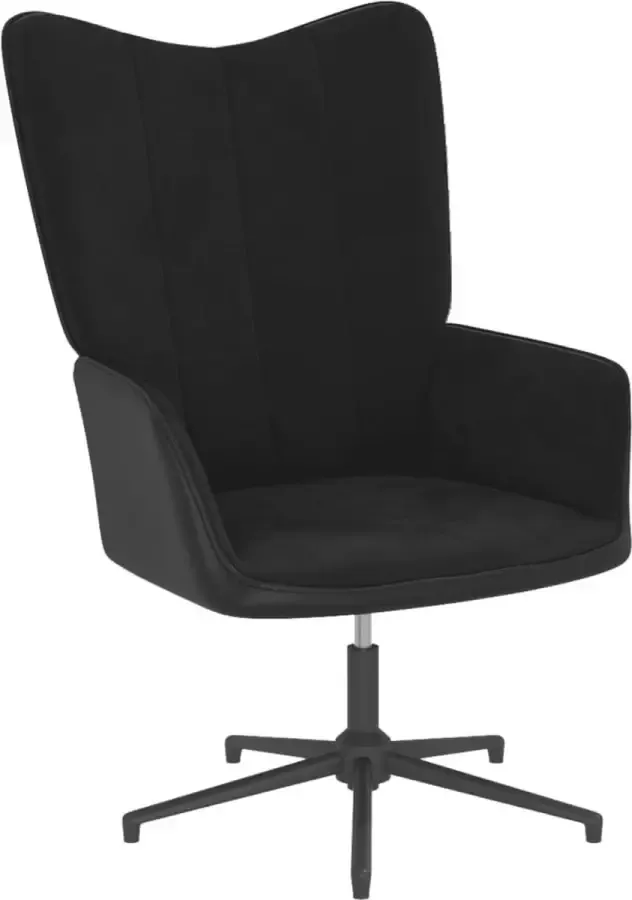 VidaLife Relaxstoel fluweel en PVC zwart