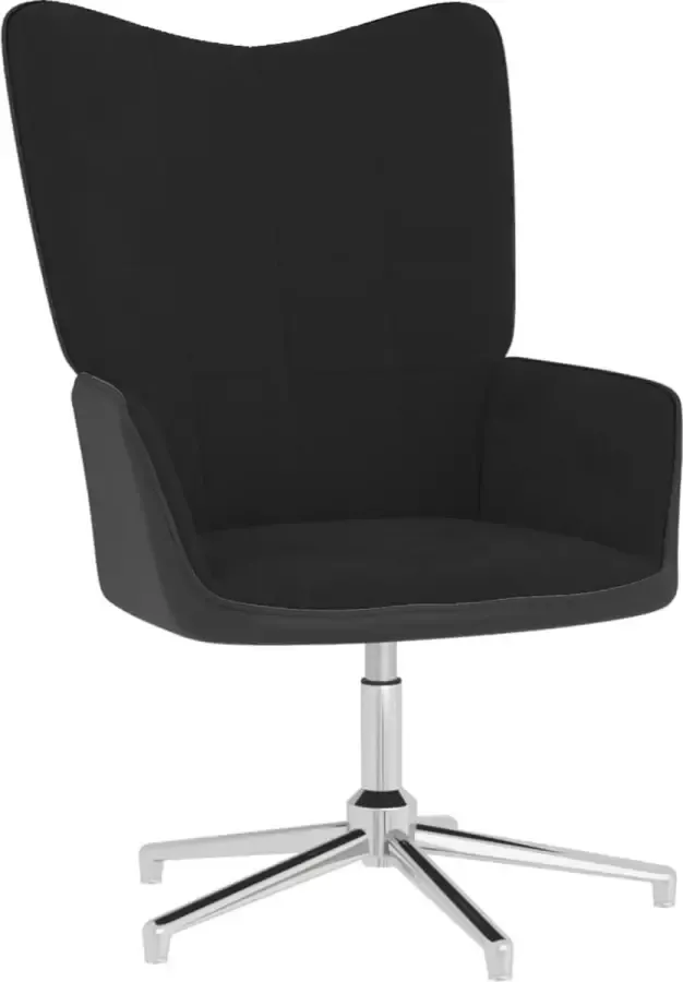 VidaLife Relaxstoel fluweel en PVC zwart