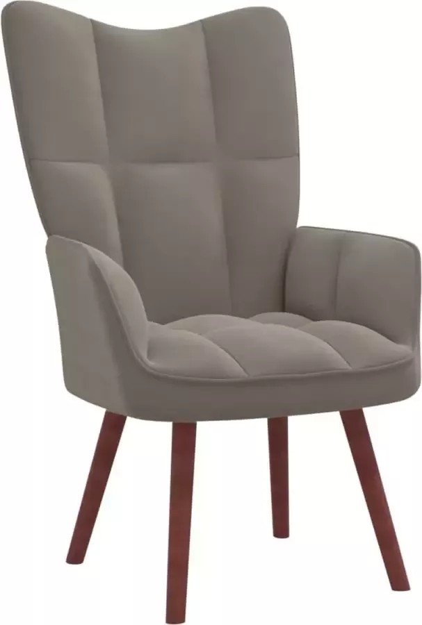 VidaLife Relaxstoel fluweel lichtgrijs - Foto 4