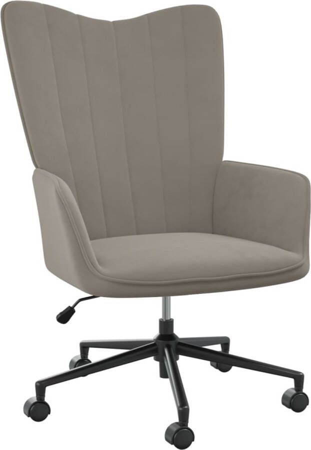 VidaLife Relaxstoel fluweel lichtgrijs - Foto 3