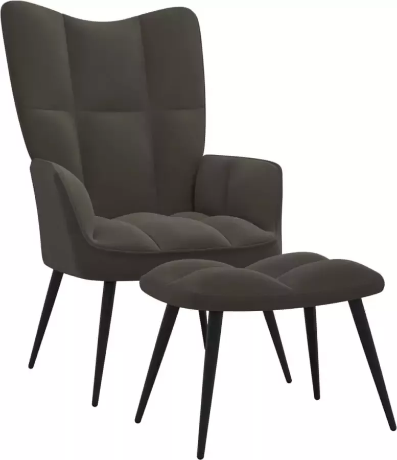 VidaLife Relaxstoel met voetenbank fluweel donkergrijs