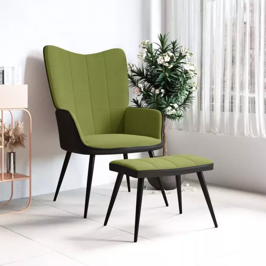 VidaLife Relaxstoel met voetenbank fluweel en PVC lichtgroen