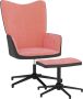 VidaLife Relaxstoel met voetenbank fluweel en PVC roze - Thumbnail 2