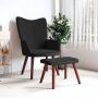 VidaLife Relaxstoel met voetenbank fluweel en PVC zwart - Thumbnail 1