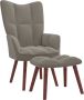 VidaLife Relaxstoel met voetenbank fluweel lichtgrijs - Thumbnail 2