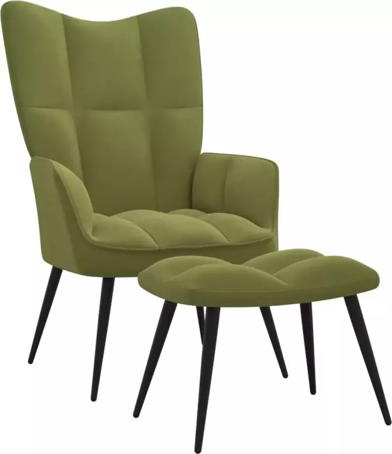 VidaLife Relaxstoel met voetenbank fluweel lichtgroen