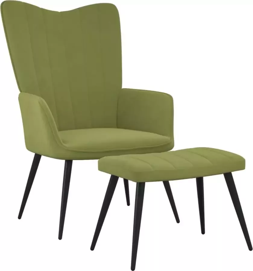 VidaLife Relaxstoel met voetenbank fluweel lichtgroen