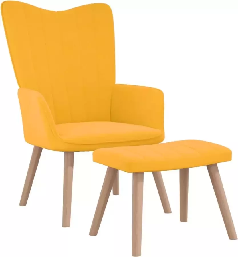 VidaLife Relaxstoel met voetenbank fluweel mosterdgeel